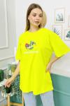 156438 B Yaka Baskili Oversize Tshirt